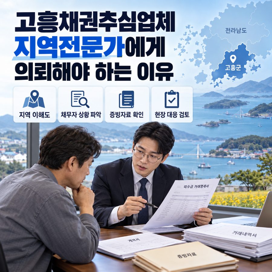 고흥채권추심업체 지역전문가에게 의뢰해야하는 이유